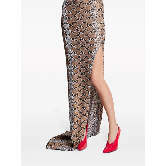NWT $2,970 Balmain Python Jacquard Glittered Maxi Dress Brown Size US 6 - Picture 5 of 9